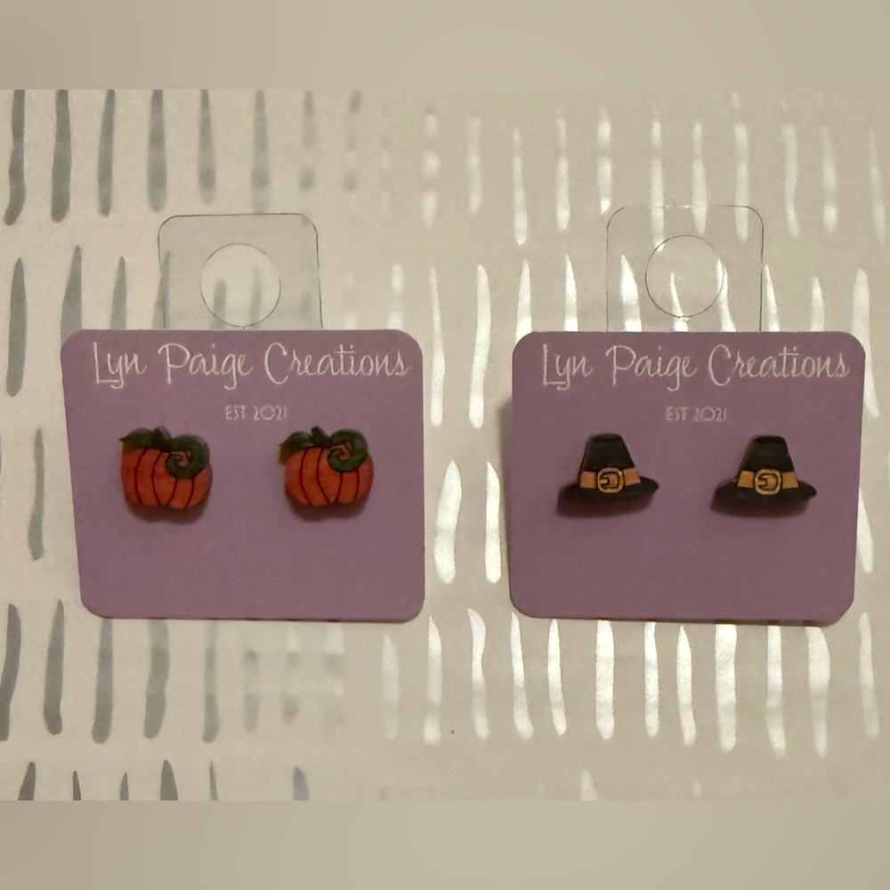 Pumpkin and Hat Earrings Set